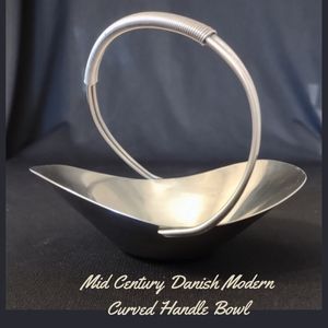 Mid-century Danish Modern Curved Handle Bowl Made In Denmark